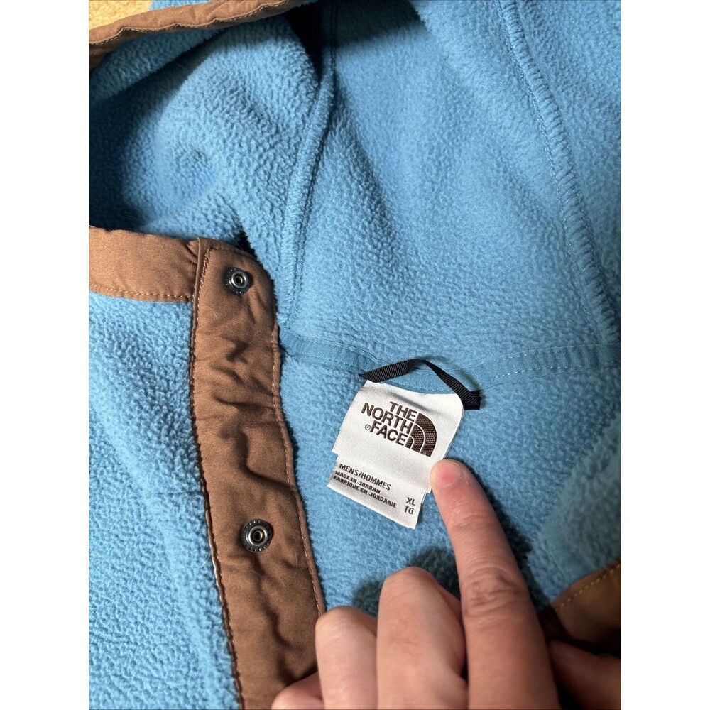 The North Face Men's Carbondale 1/4 Snap Fleece Hoodie Sz XL Storm Blue/Brown E3 - Picture 4 of 7